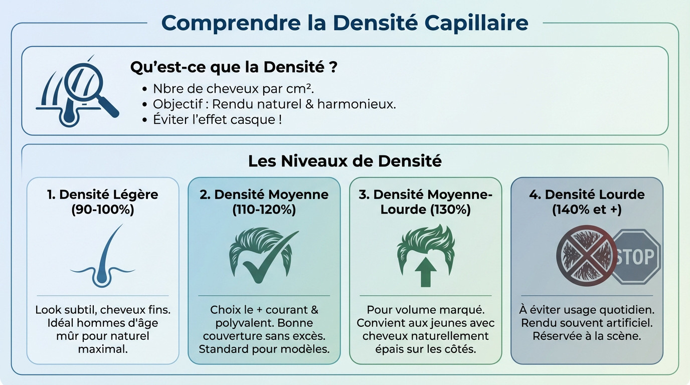 Schéma explicatif des différents niveaux de densité capillaire pour un rendu naturel