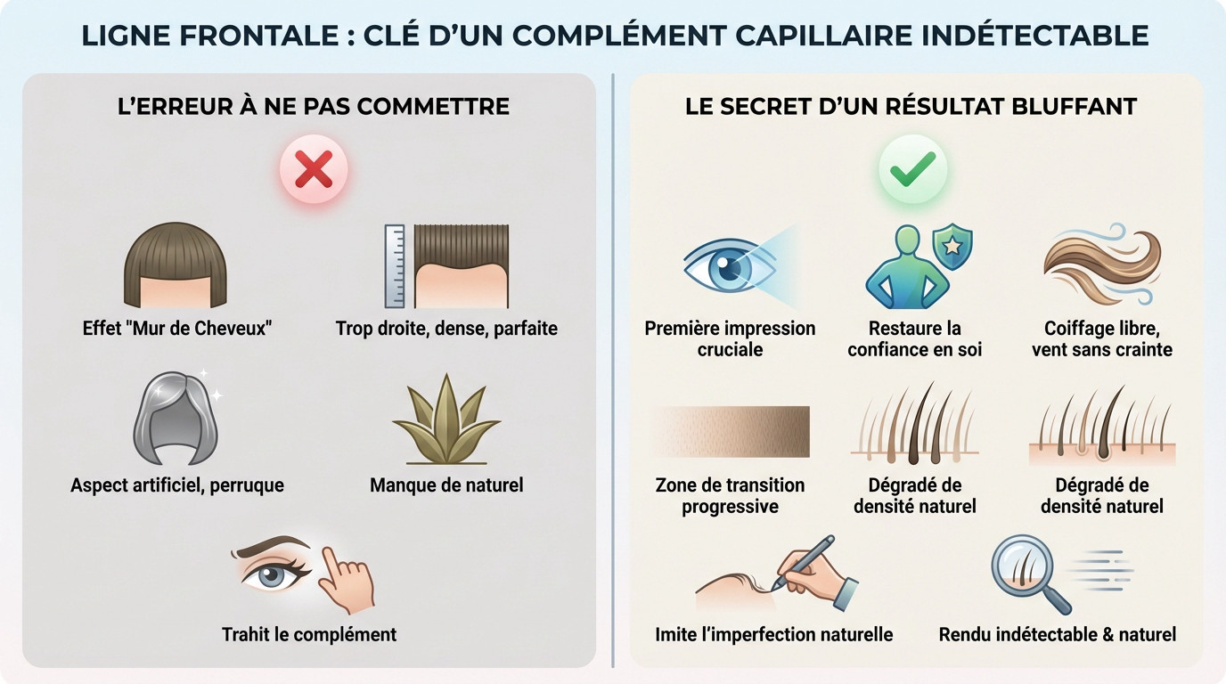 Homme affichant une ligne frontale indétectable et naturelle grâce à un complément capillaire bien ajusté